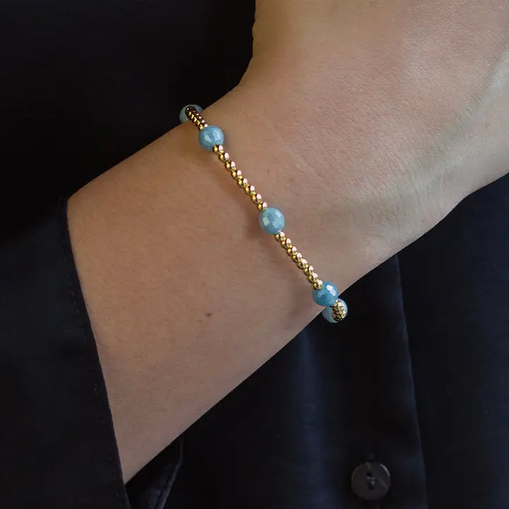 GILDED GOLD DOT BRACELET AQUAMARINE