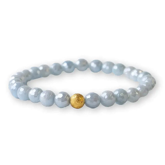 6MM FACETED GEMSTONE BRACELET AQUAMARINE