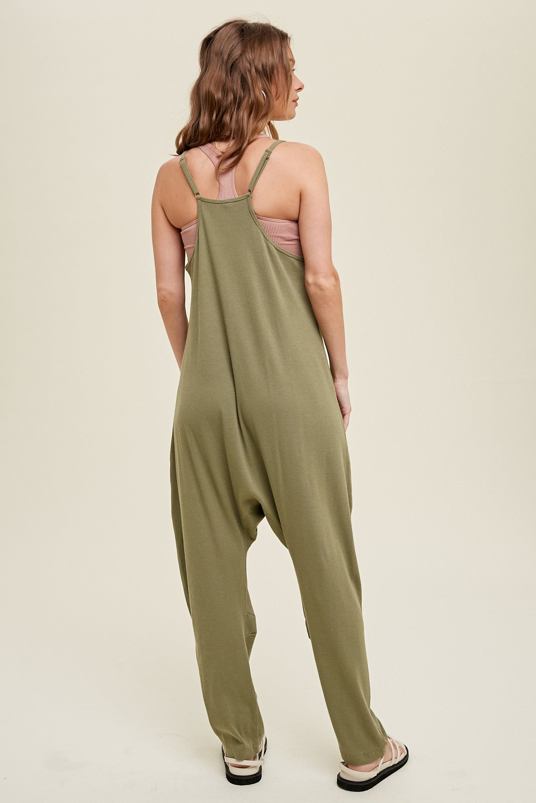 Ribbed Knit Jumpsuit- Olive
