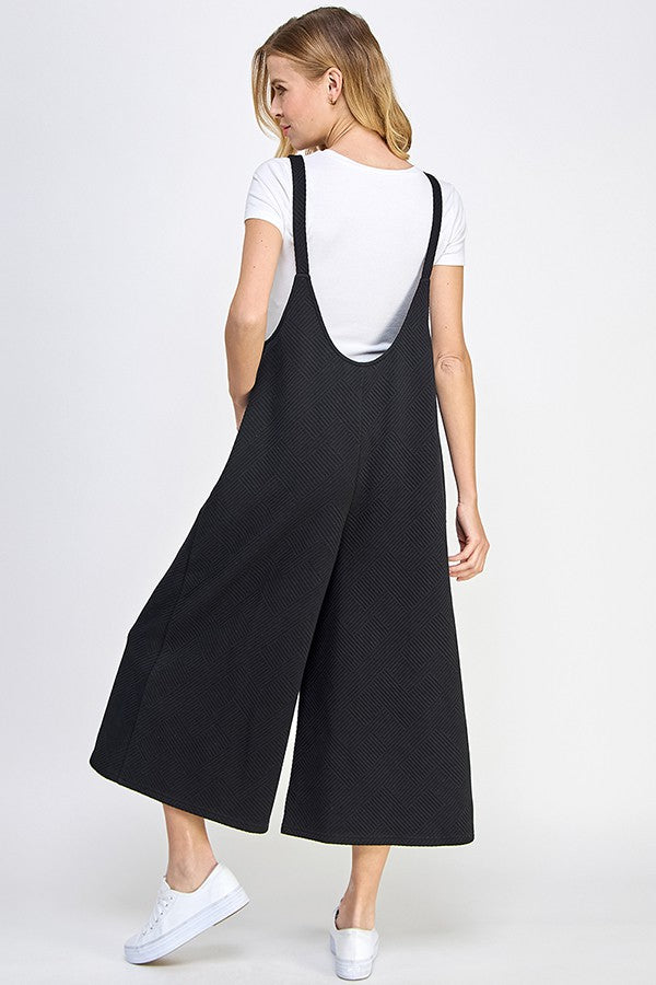 Textured Cropped Overalls
