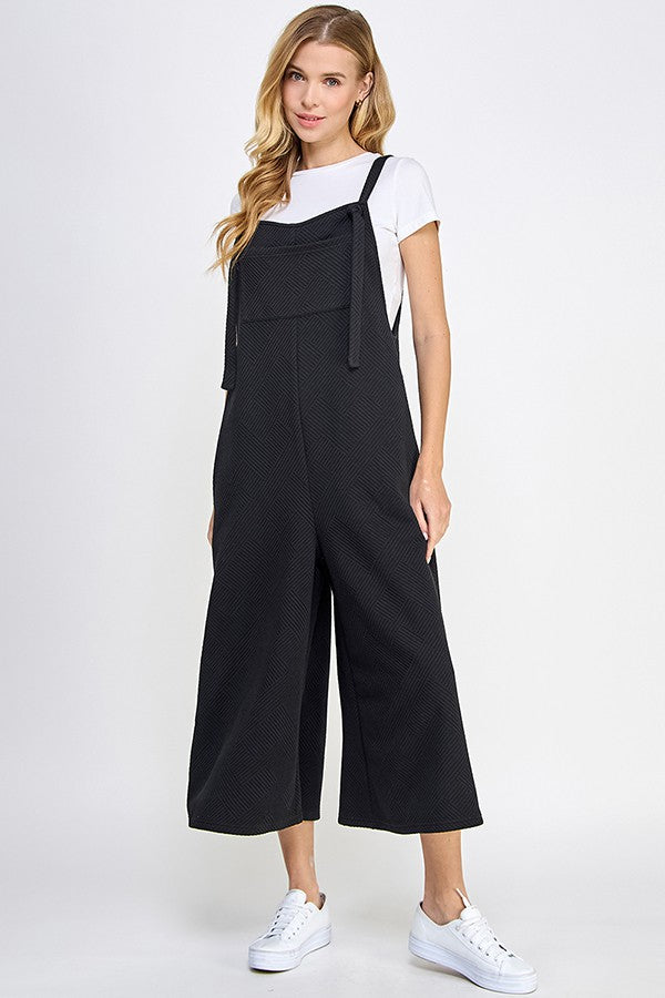 Textured Cropped Overalls