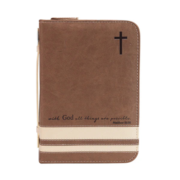 BIBLE COVER BROWN W/ CREAM STRIPE