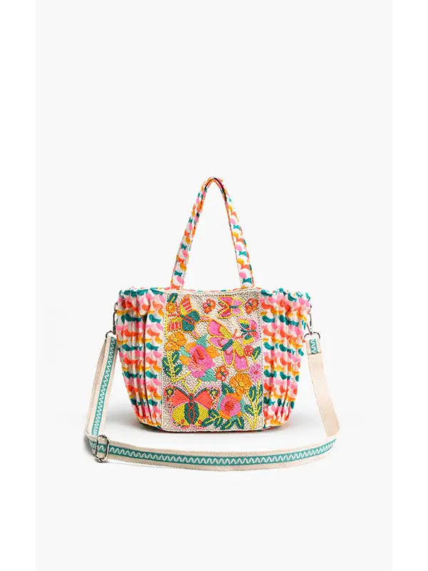RAINBOW WINGS FLORAL TOTE