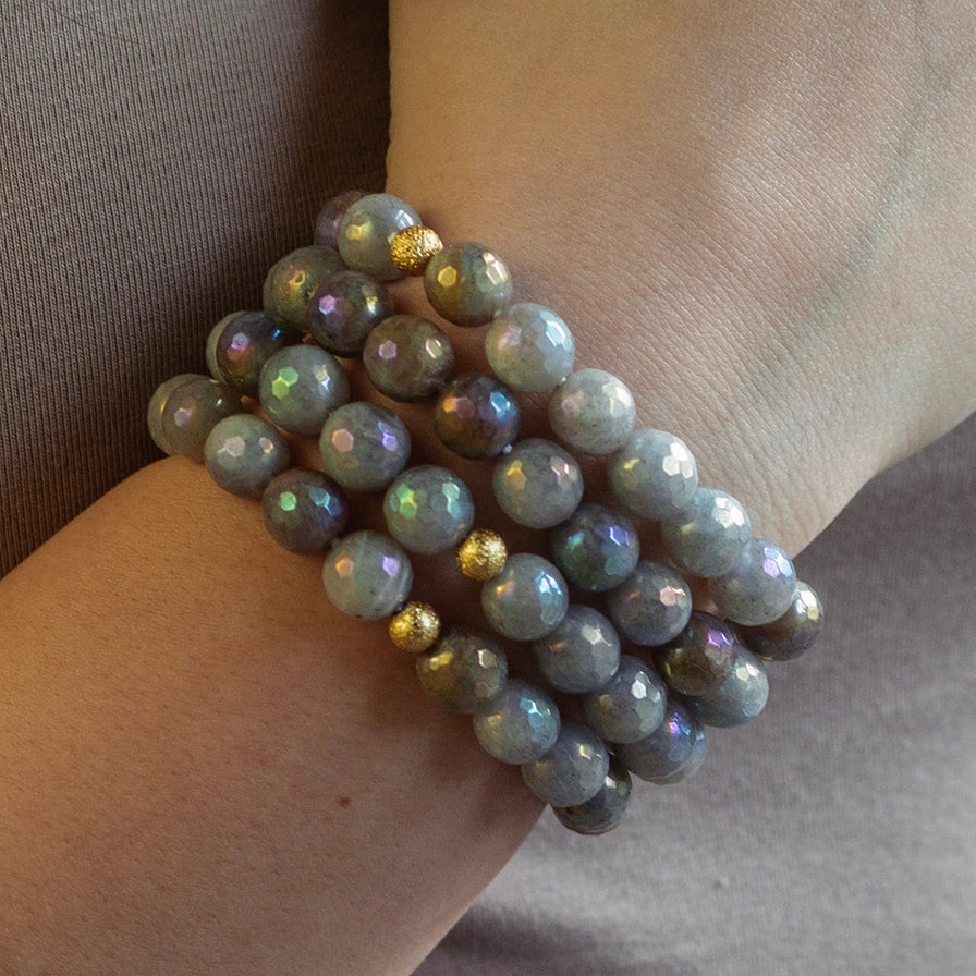 10MM FACETED BRACELT LABRADORITE