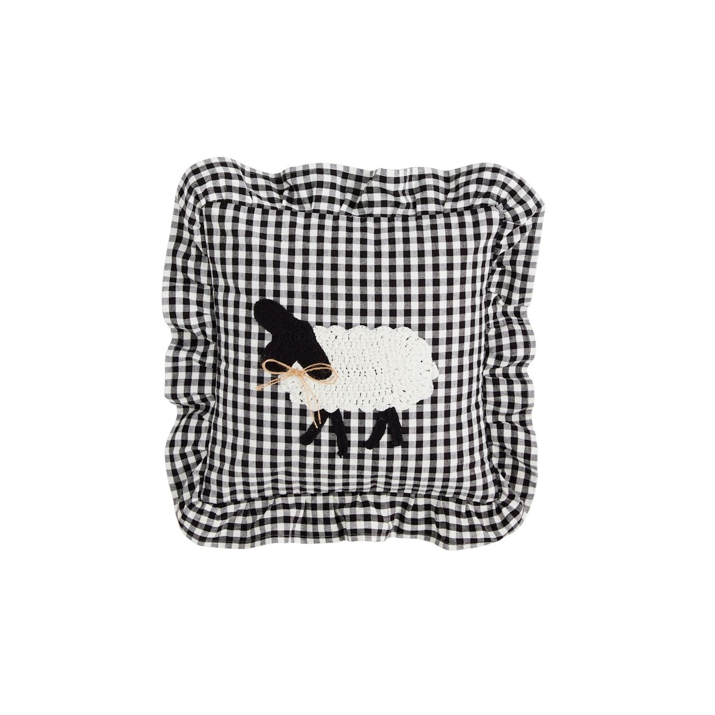 GINGHAM CROCHET SHHEP PILLOW