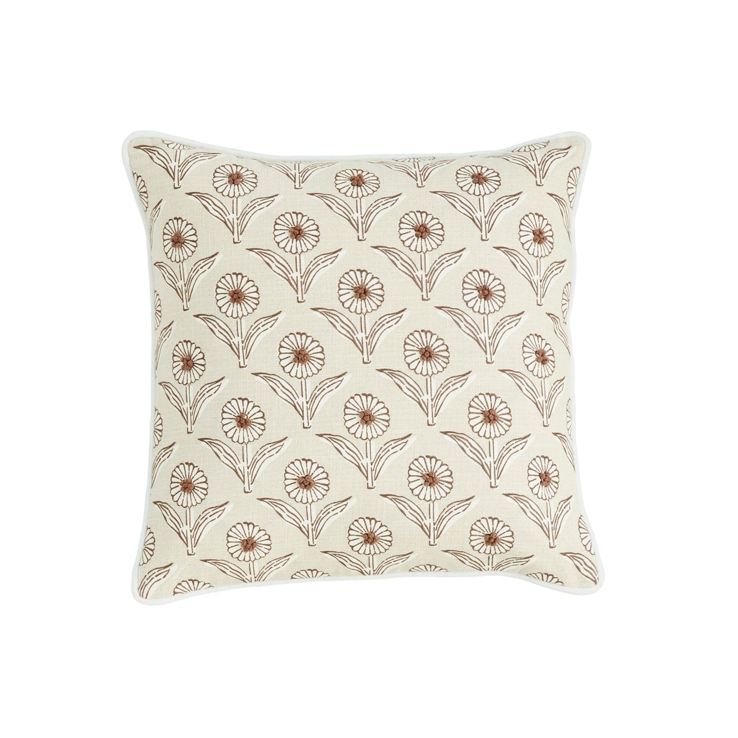 BLOCK PRINT FLOWER KNOT PILLOW
