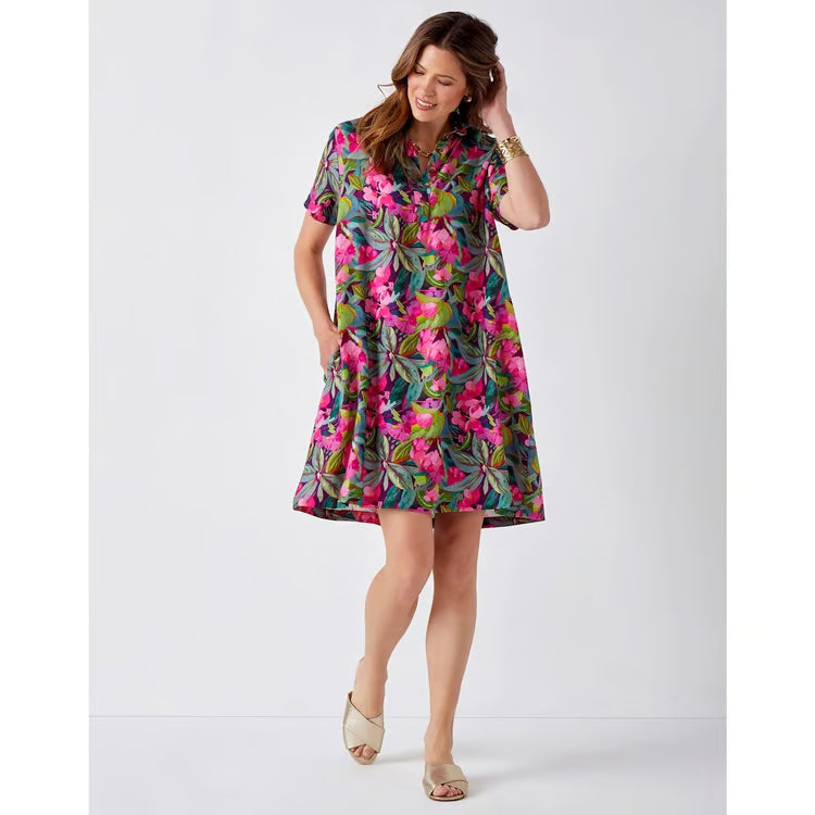 SHIRT DRESS PINK FLOWERS