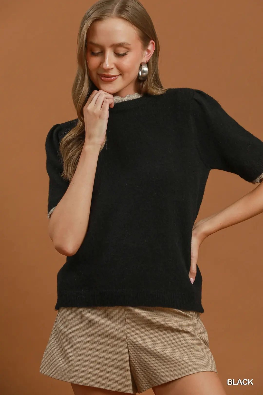 SCALLOP TRIM SWEATER