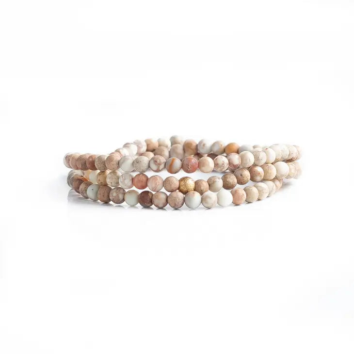 GEMSTONE BRACELET WRAP 4MM WHITE JASPER