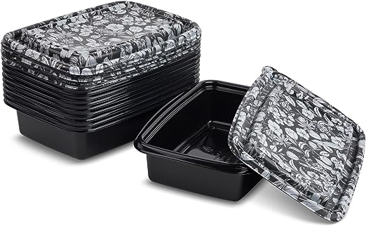 Black White Floral Food Storage