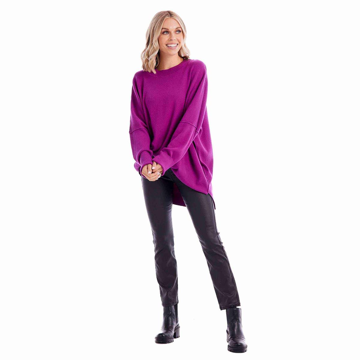 Astrid Ribbed Sweater- Fuchsia