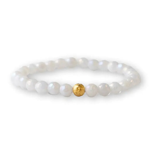 6MM FACETED GEMSTONE BRACELET WHITE JADE