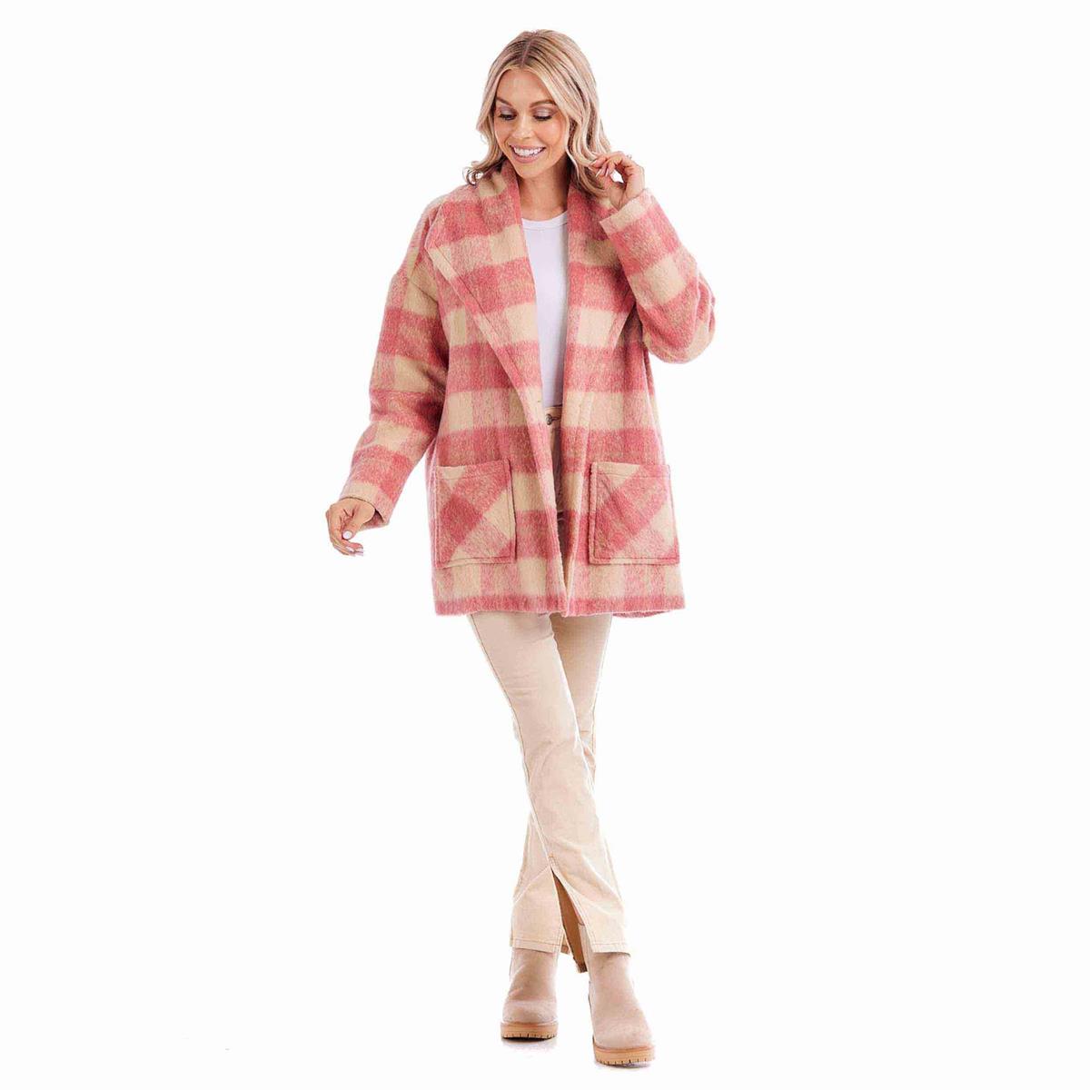 Boston Plaid Coat Pink