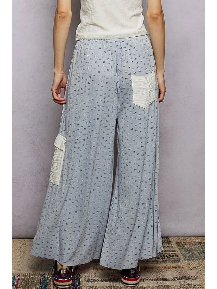 POWDER BLUE PATCHWORK PANTS