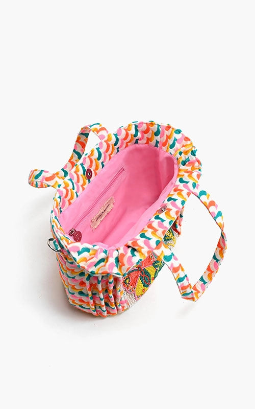 RAINBOW WINGS FLORAL TOTE