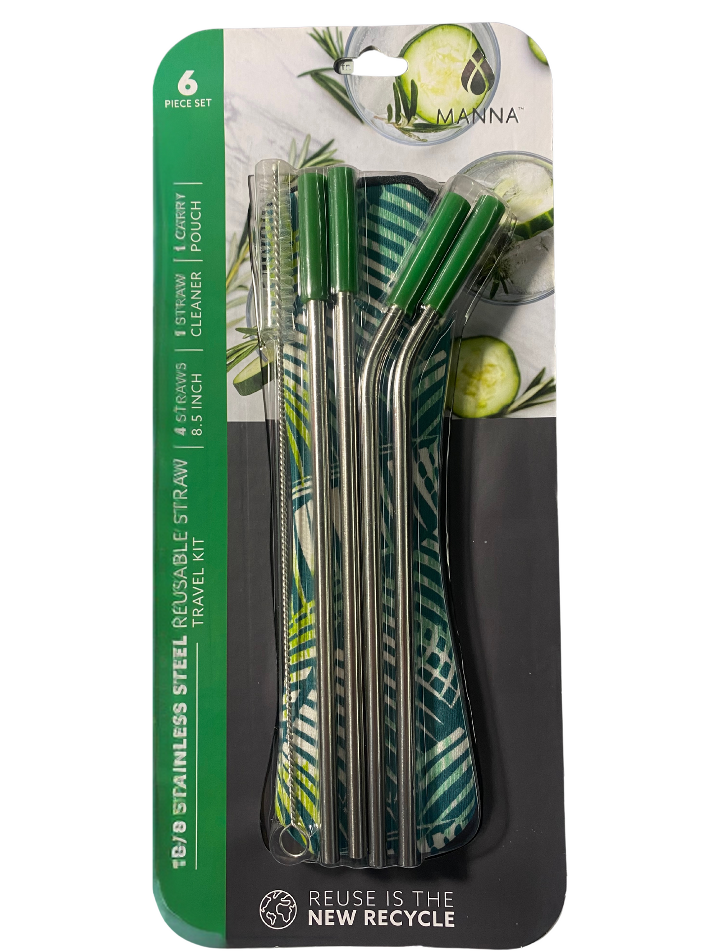 6PC SS STRAWS W/TIPS AND CLEANER SET