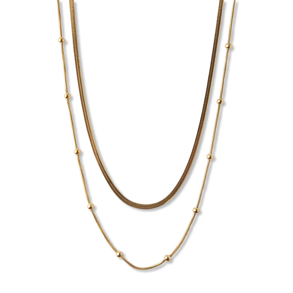 GILDED LAYERED SATELLLITE NECKLACE