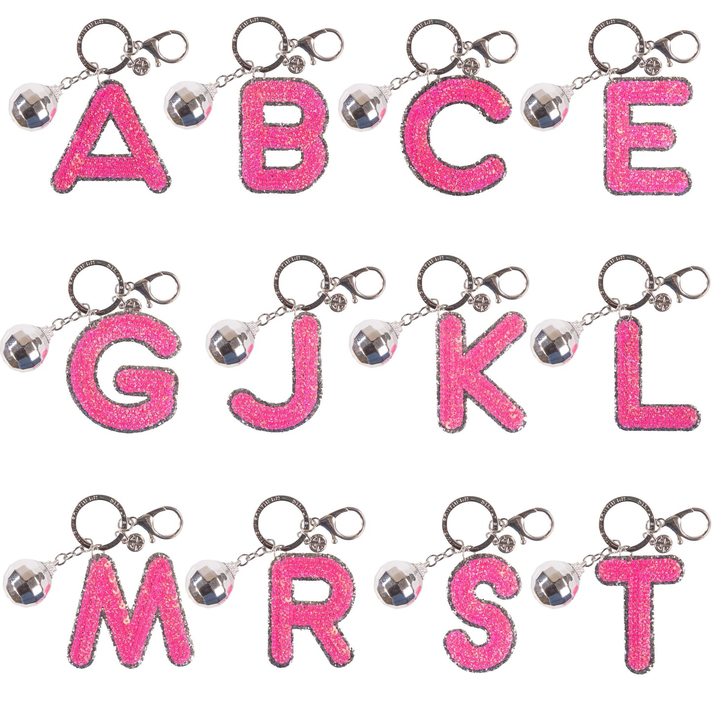 Disco Ball Initial Keychain
