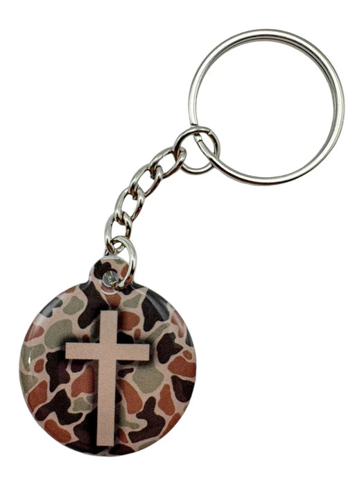 PRAYER KEYCHAIN RIVER ROCK CAMO/CROSS