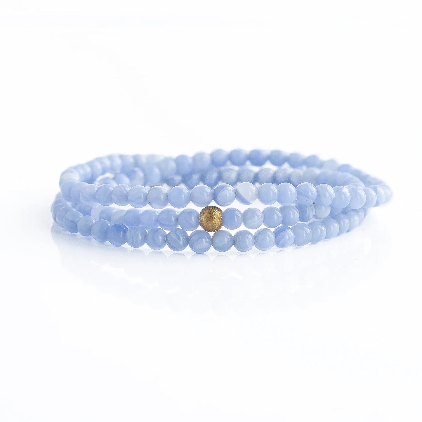 GEMSTONE BRACELET WRAP 4MM BLUE AGATE
