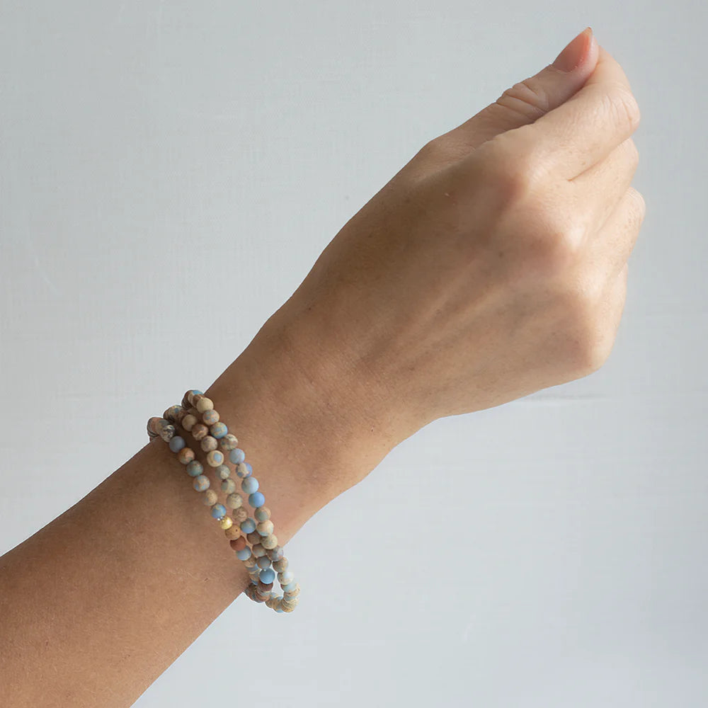 GEMSTONE BRACELET WRAP 4MM BLUE JASPER