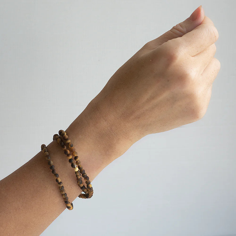 GEMSTONE BRACELET WRAP 4MM BROWN TIGERS EYE