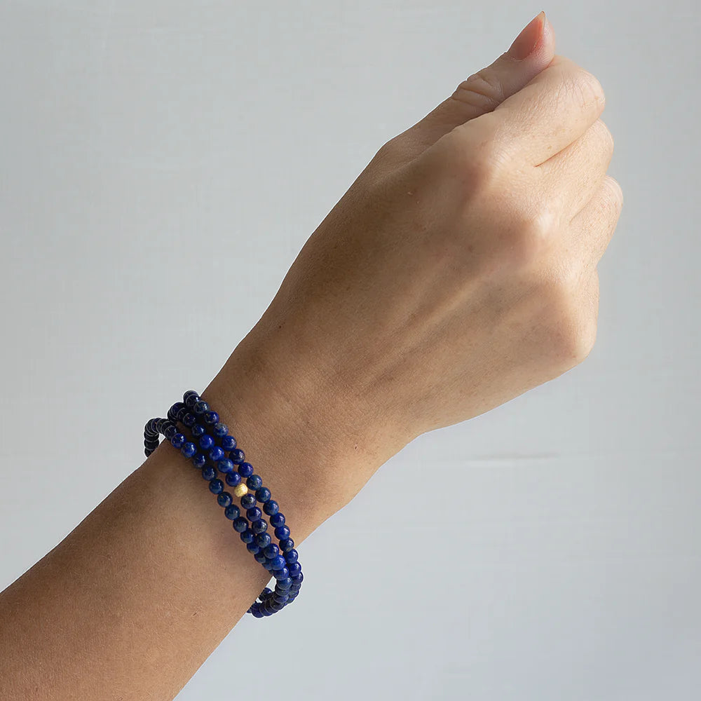 GEMSTONE BRACELET WRAP 4MM LAPIS LAZULI