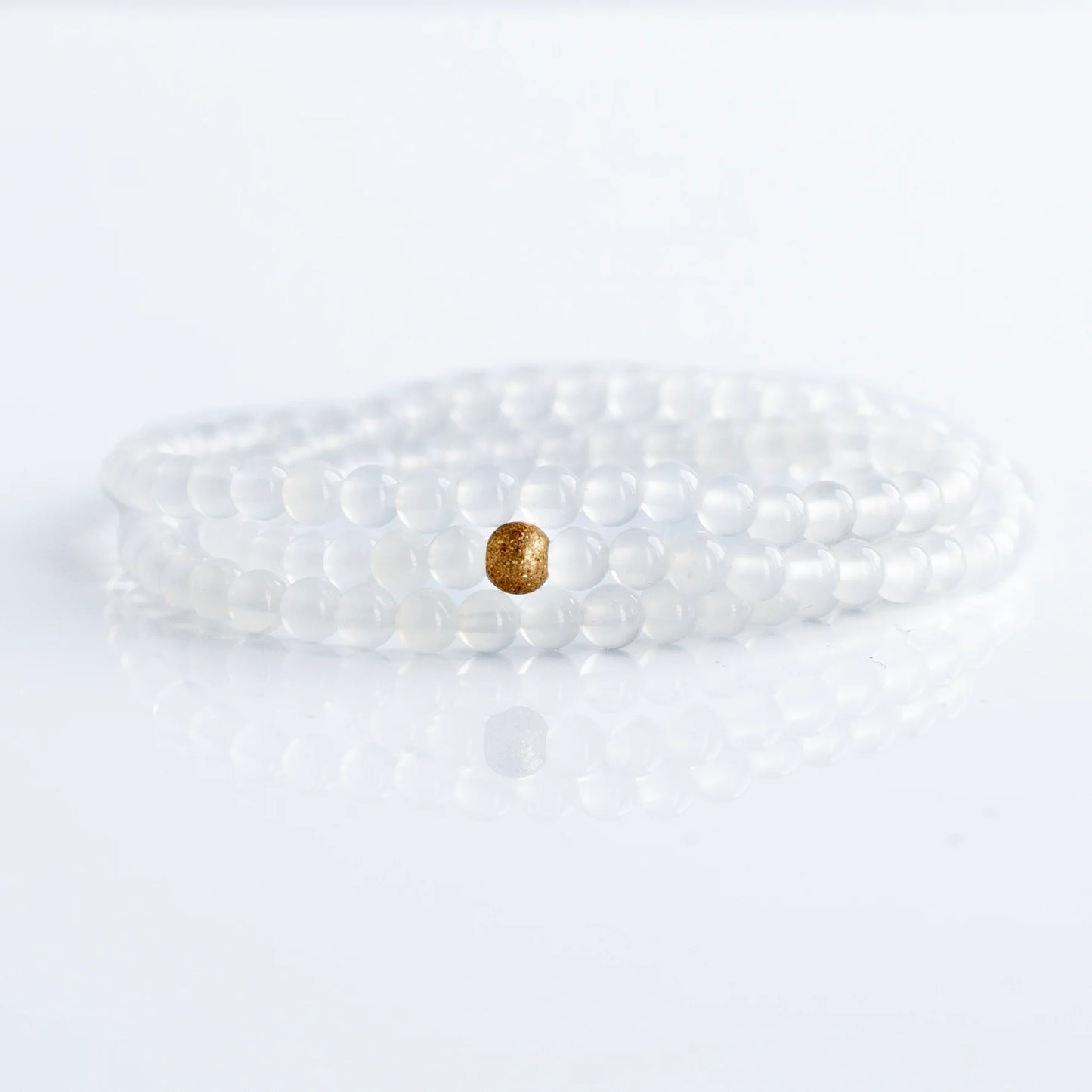 GEMSTONE BRACELET WRAP 4MM WHITE AGATE