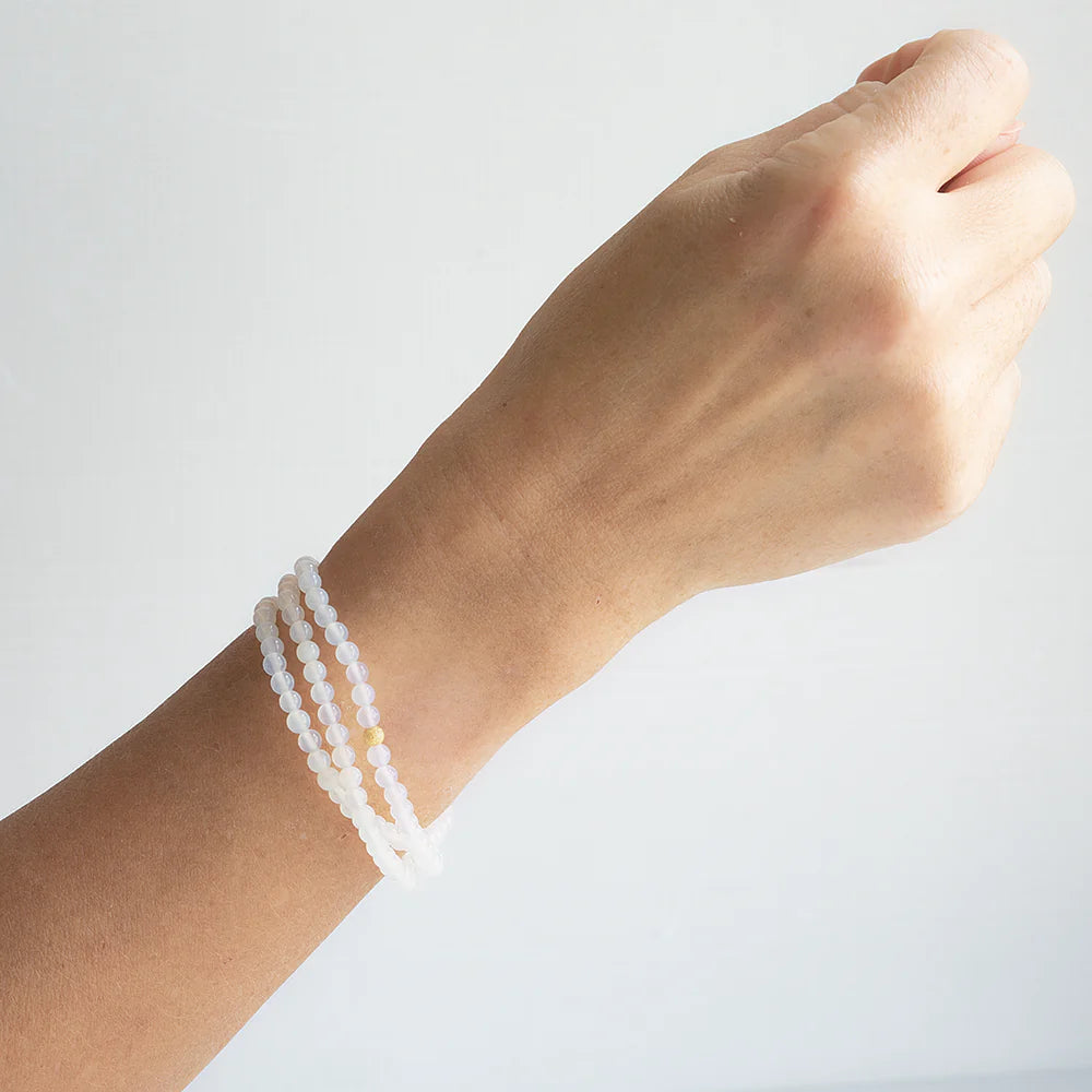 GEMSTONE BRACELET WRAP 4MM WHITE AGATE