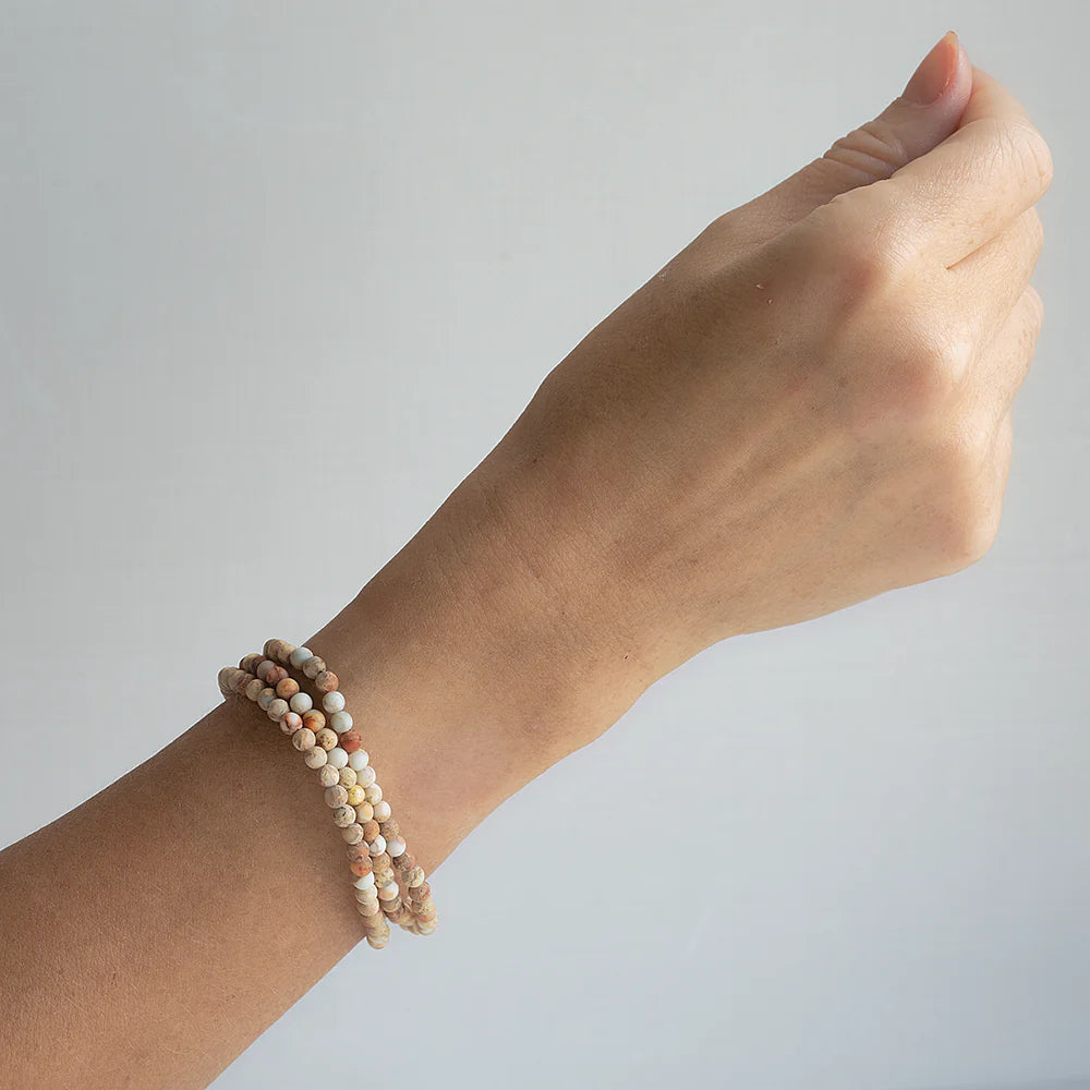 GEMSTONE BRACELET WRAP 4MM WHITE JASPER