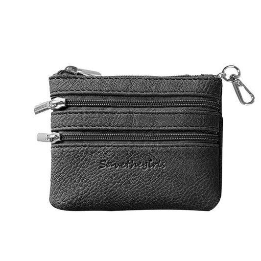 Zippered Pouch- Black with Silver Hardware