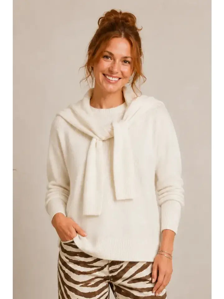 SELF SCARF SWEATER IVORY