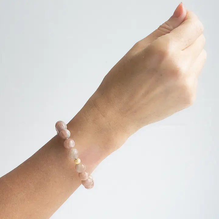 10MM FACETED GEMSTONE BRACELET SUNSTONE