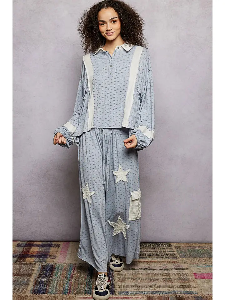 POWDER BLUE PATCHWORK SHIRT