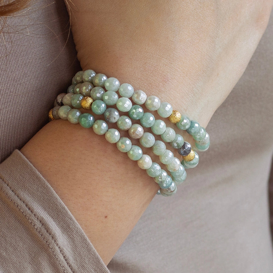 6MM FACETED GEMSTONE BRACELET AMAZONITE