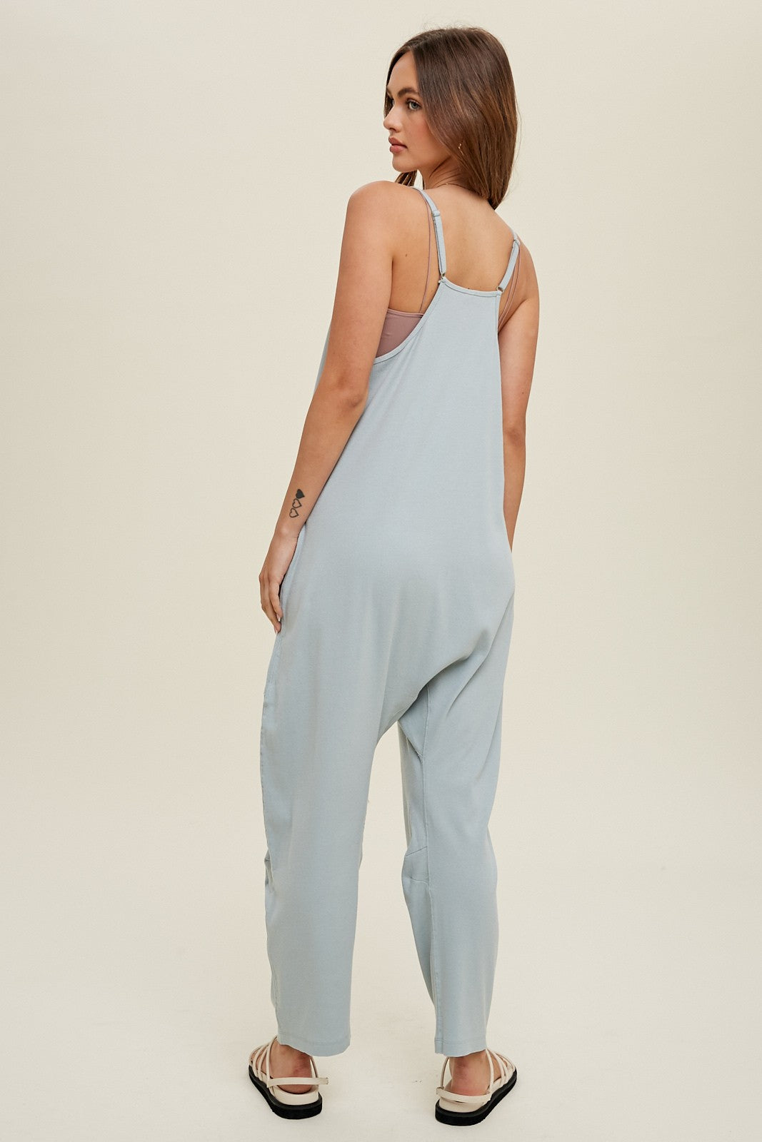 Ribbed Knit Jumpsuit- Light Blue