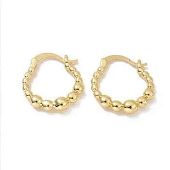 GOLD SMALL BEADED HOOPS