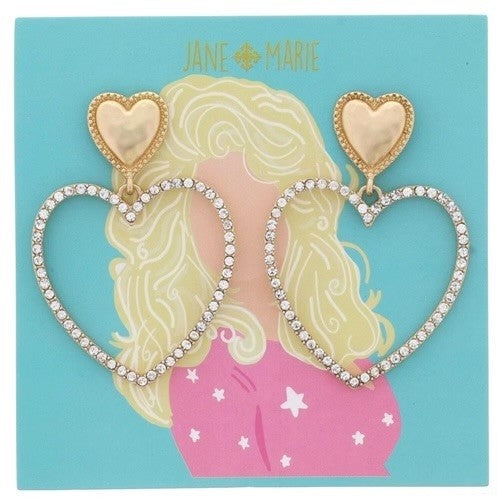 Rhinestone Cowgirl Heart Earrings