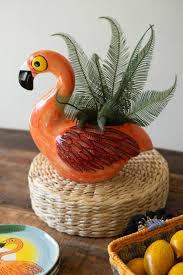 CERAMIC FLAMINGO VASE