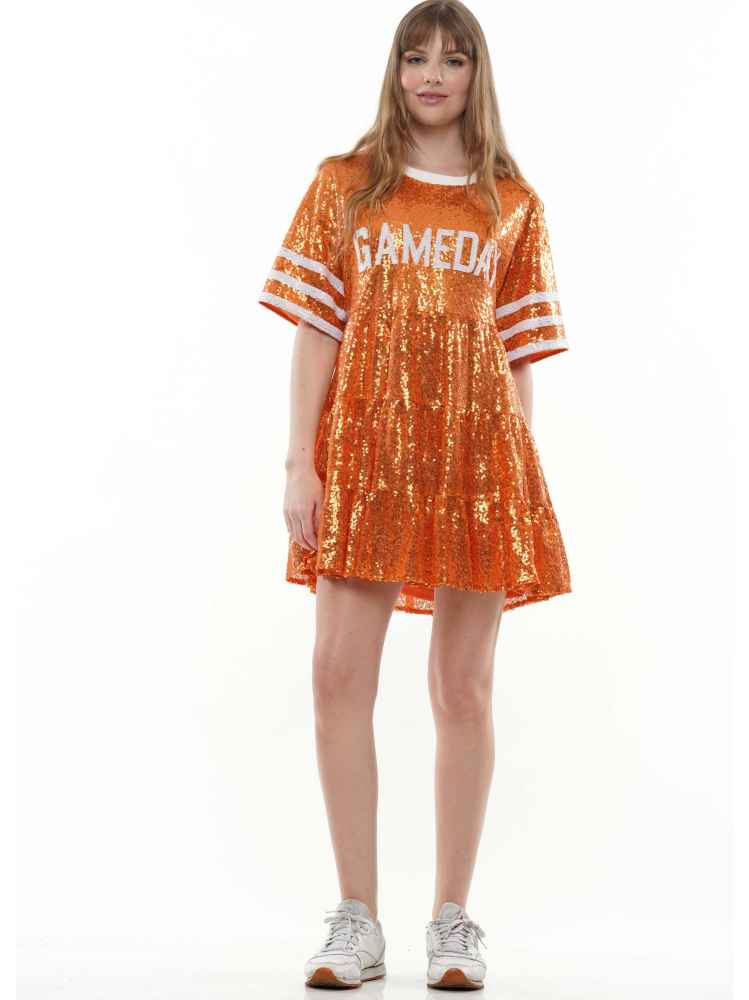 Game Day Sequin Dress- Orange