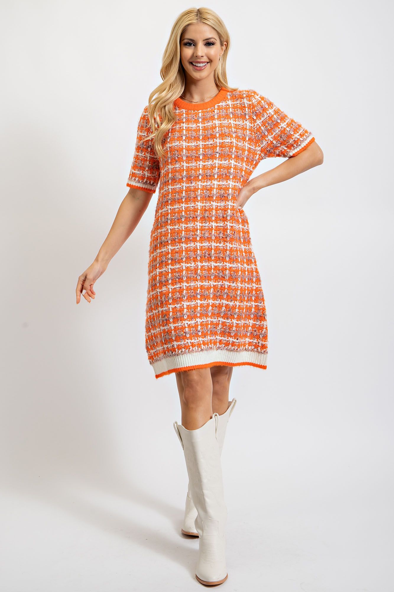 Tweed Knitted Sweater Dress