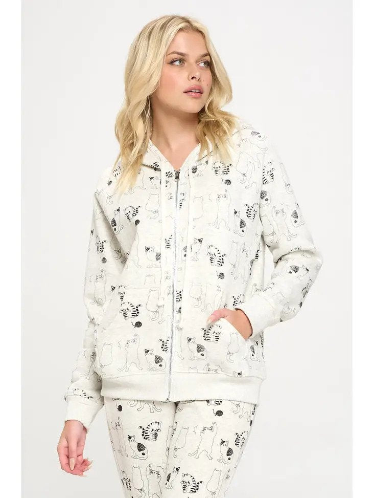 Cat Print Hoodie