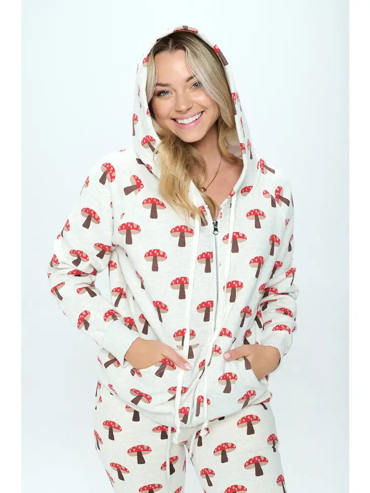 Mushroom Print Hoodie