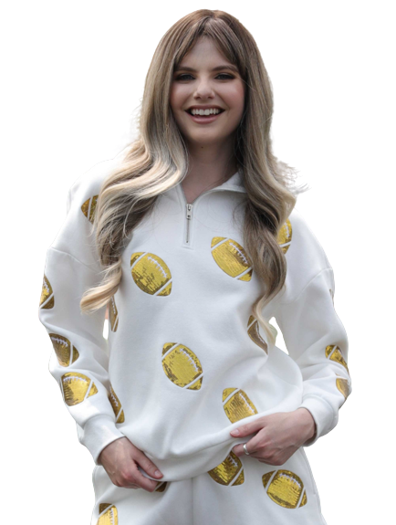 Football Sequin Pattern Hoodie