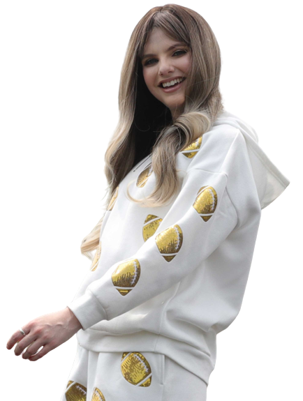 Football Sequin Pattern Hoodie