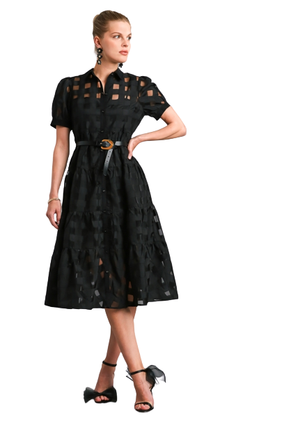 Basket Weave Dress- Black