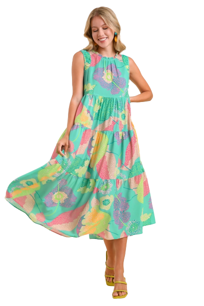 Print Maxi Dress- Mint