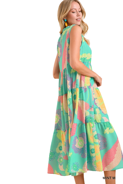 Print Maxi Dress- Mint