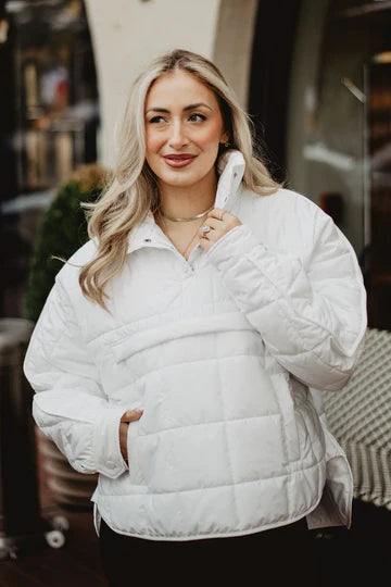 WHITE PUFFER PULLOVER