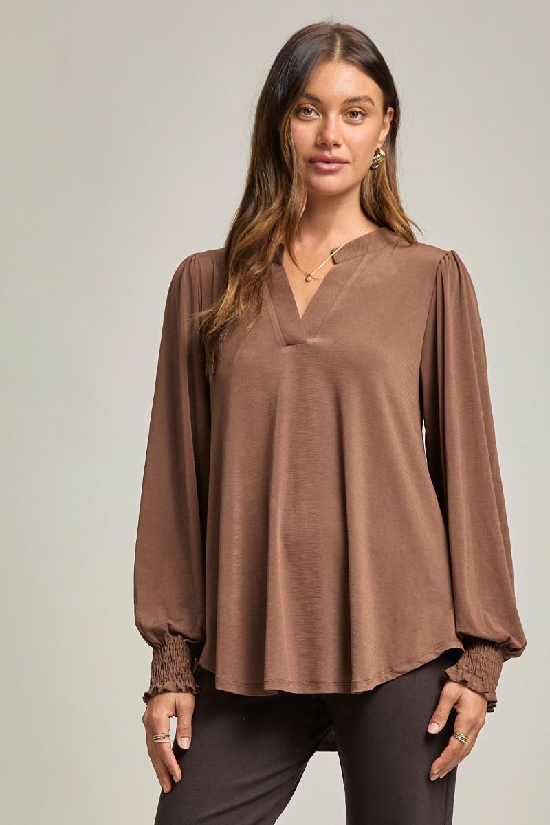 SMOCKED LIZZY DARK MOCHA